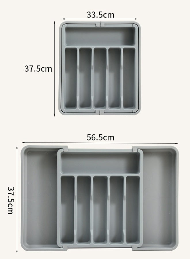 HOMESTAR Expandable Drawer Utensil Organizer | Kitchen Extendable Cutlery Tray (BPA-Free Plastic) | Adjustable Knife Fork Spoon Divider Storage Box, Utensil Drawer Insert For Kitchenware Organization | Black, 33.5x37.5cm - Image 5